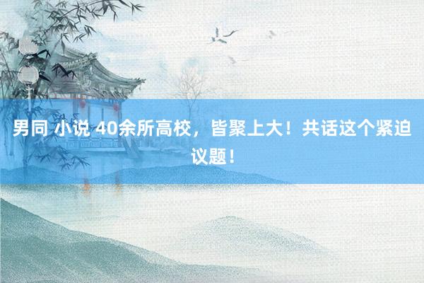 男同 小说 40余所高校，皆聚上大！共话这个紧迫议题！