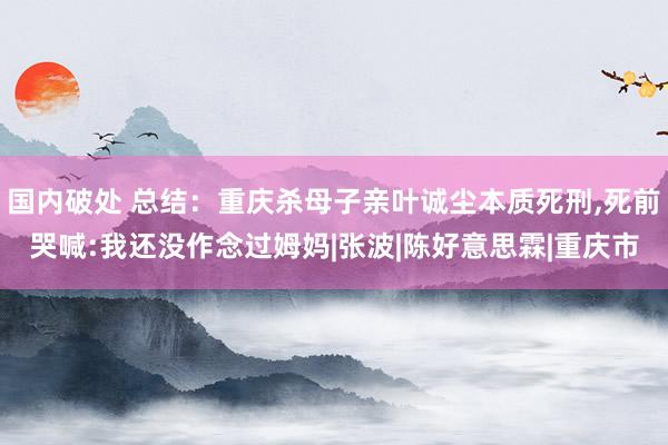 国内破处 总结：重庆杀母子亲叶诚尘本质死刑，死前哭喊:我还没作念过姆妈|张波|陈好意思霖|重庆市