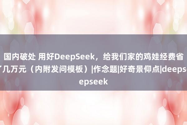 国内破处 用好DeepSeek，给我们家的鸡娃经费省下了几万元（内附发问模板）|作念题|好奇景仰点|deepseek