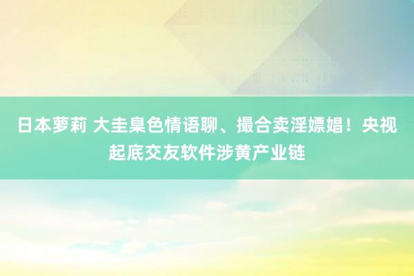 日本萝莉 大圭臬色情语聊、撮合卖淫嫖娼！央视起底交友软件涉黄产业链