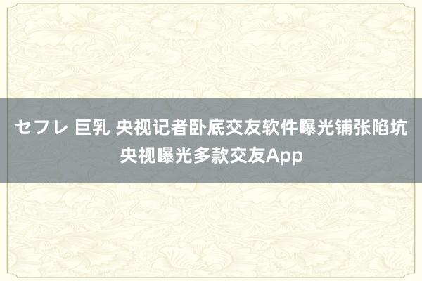 セフレ 巨乳 央视记者卧底交友软件曝光铺张陷坑央视曝光多款交友App