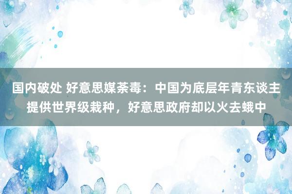 国内破处 好意思媒荼毒：中国为底层年青东谈主提供世界级栽种，好意思政府却以火去蛾中