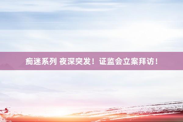 痴迷系列 夜深突发！证监会立案拜访！