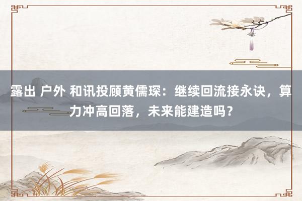 露出 户外 和讯投顾黄儒琛：继续回流接永诀，算力冲高回落，未来能建造吗？